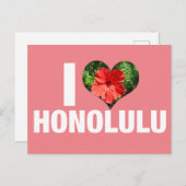 アイラブホノルルハワイハイビスカスフラワーバケーション ポストカード (正面/裏面)
