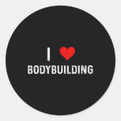アイラブボディビル-ハート-トレーニングジム体ブイ ラウンドシール (正面)