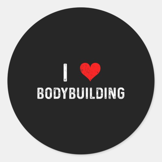 アイラブボディビル-ハート-トレーニングジム体ブイ ラウンドシール (正面)