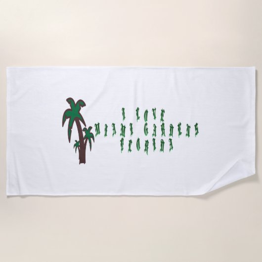 アイラブマイアミガーデンズフロリダ ビーチタオル (正面)