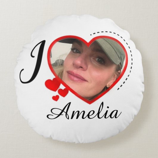 アイラブマイガールフレンドカスタムのパーソナライズされた ラウンドクッション (正面)