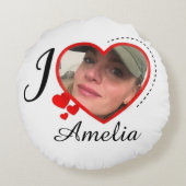 アイラブマイガールフレンドカスタムのパーソナライズされた ラウンドクッション (裏面)