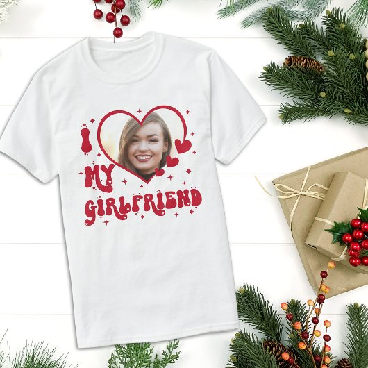 アイラブマイガールフレンドハートタイポグラフィ Tシャツ