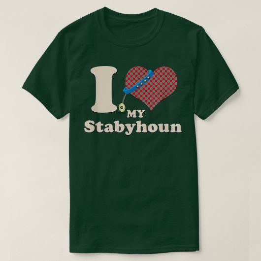アイラブマイスタブヤード犬のオーナーハート Tシャツ (デザイン正面)