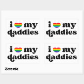 アイラブマイダディーズベビーゲイパパレインボーハート 長方形シール (シート)