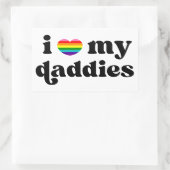 アイラブマイダディーズベビーゲイパパレインボーハート 長方形シール (バッグ)