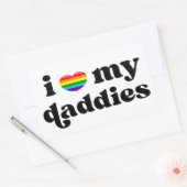 アイラブマイダディーズベビーゲイパパレインボーハート 長方形シール (封筒)