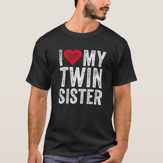 アイラブマイツインシスター赤いハート動揺してレトロ Tシャツ (正面)