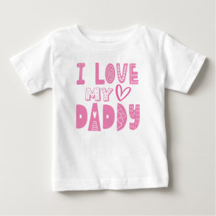 アイラブマイパパハートピンクタイポグラフィ ベビーTシャツ
