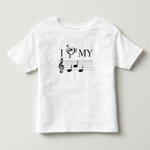 アイラブマイパパ音楽ノートハートツリーブルクレフ、 音符記号おもしろい トドラーTシャツ