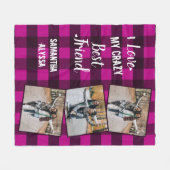 アイラブマイフ熱狂するレン最高のドピンクプレイド3枚 フリースブランケット (正面(横))