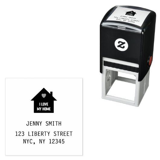 アイラブマイホームハウス赤いハートアドレス名 セルフインキングスタンプ (インサイチュ)