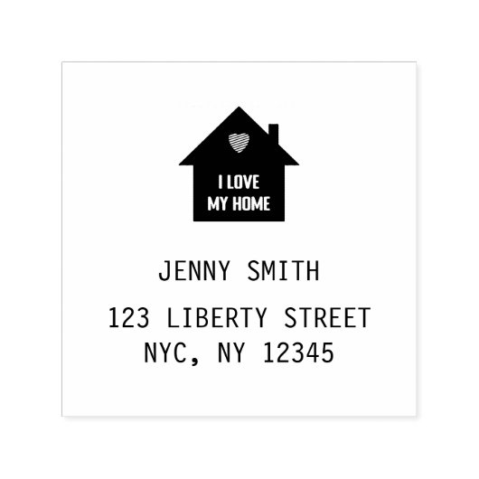 アイラブマイホームハウス赤いハートアドレス名 セルフインキングスタンプ (デザイン)