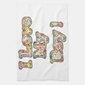 アイラブマイボーイデザインクールヴィンテージ収集文字 キッチンタオル (縦)