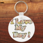 アイラブマイボーイデザインクールヴィンテージ収集文字 キーホルダー (正面)