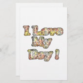 アイラブマイボーイデザインクールヴィンテージ収集文字 便箋 (正面/裏面)