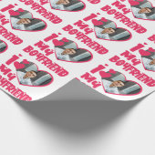 アイラブマイボーイフレンド赤いハートカスタム写真  ラッピングペーパー (角)