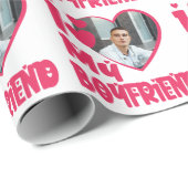 アイラブマイボーイフレンド赤いハートカスタム写真  ラッピングペーパー (ロールコーナー)