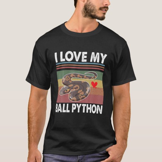 アイラブマイボールPythonレトロ爬虫蛇 Tシャツ (正面)