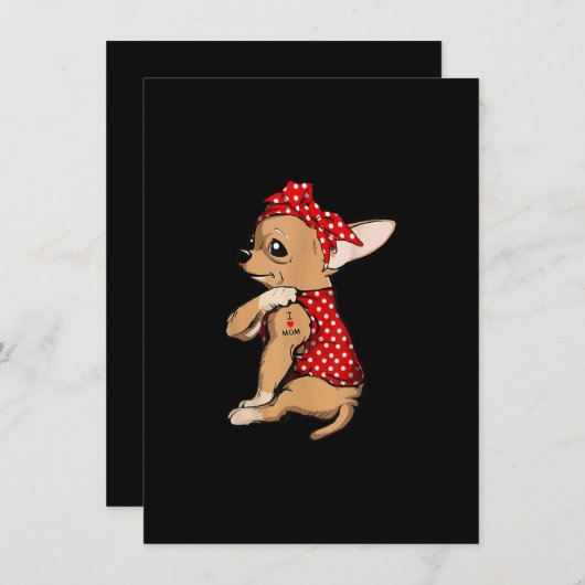 アイラブマムタトゥーチワおもしろいワドッグウィングバンド サンキューカード (正面/裏面)