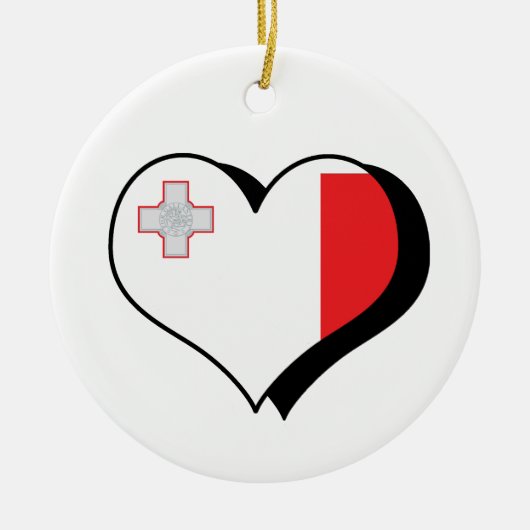 アイラブマルタ国旗オーナメント セラミックオーナメント (正面)