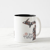 アイラブミシガンよくはしゃぐフローラピンクブラウンブラック ツートーンマグカップ (正面右)
