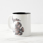 アイラブミシガンよくはしゃぐフローラピンクブラウンブラック ツートーンマグカップ (正面左)