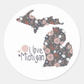 アイラブミシガンよくはしゃぐフローラピンクブラウンブラック ラウンドシール (正面)