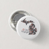 アイラブミシガンよくはしゃぐフローラピンクブラウンブラック 缶バッジ (正面&裏面)