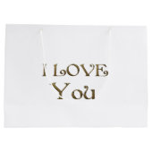 アイラブユーゴールデン文字タイポグラフィ エレガント ラージペーパーバッグ (裏面)
