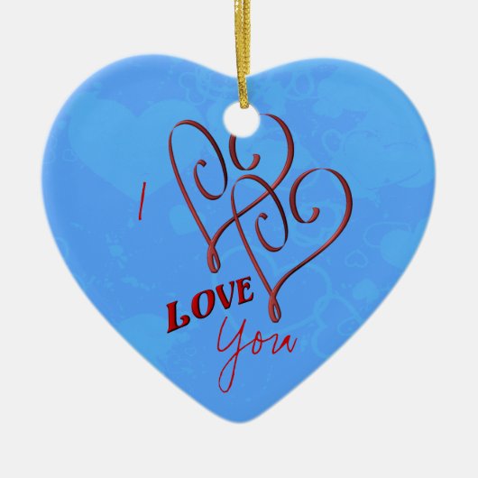 アイラブユーダブルハートオーナメント セラミックオーナメント (正面)