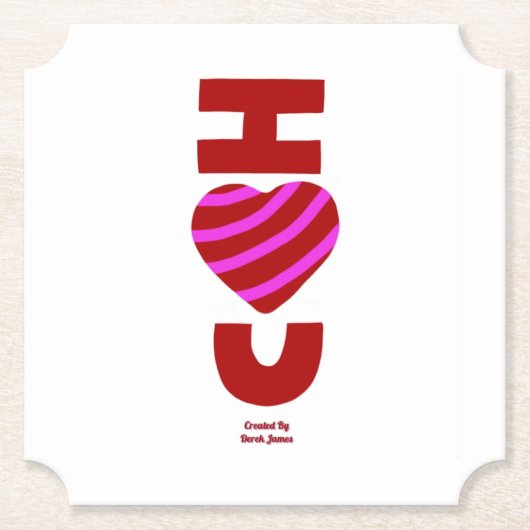 アイラブユーチケット紙コースター ペーパーコースター (正面)