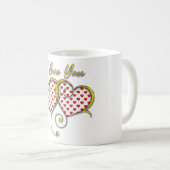 アイラブユーデザイン金ゴールドハート コーヒーマグカップ (正面右)