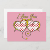 アイラブユーデザイン金ゴールドハート ポストカード (正面/裏面)