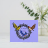 アイラブユーバードオンフラワーリースはがき ポストカード (スタンド正面)