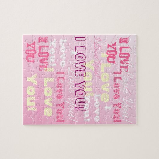 アイラブユーピンクバスレリーフ、 浮き彫りハートパズル ジグソーパズル (横)