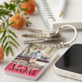 アイラブユーマムバラ金ゴールドカスタム写真 キーホルダー (正面右)