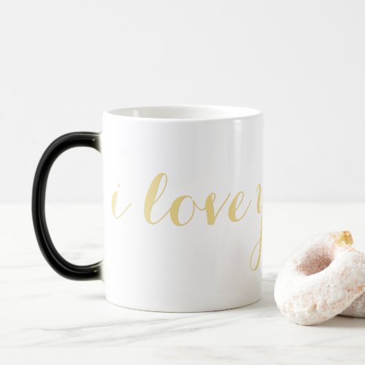 アイラブユー名前をカスタムする·フェイク金ゴールド·スクリプト·コーヒー·ティー モーフィングマグカップ (ドーナツ)