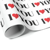 アイラブユー白黒赤いハートモダンタイポグラフィ ラッピングペーパー (ロールコーナー)