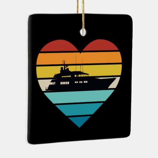 アイラブヨットキャプテンシップレトロサンセット セラミックオーナメント (右)