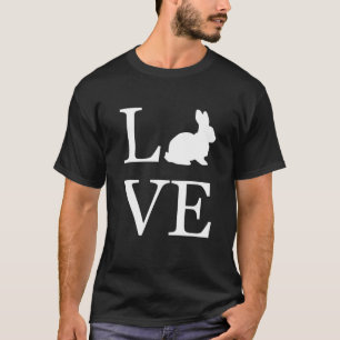 アイラブラビットバニーシルエット動物愛好家ホワイト Tシャツ