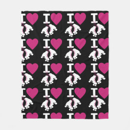 アイラブローラスケートで滑る フリースブランケット