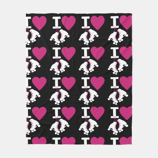 アイラブローラスケートで滑る フリースブランケット (正面)