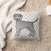 アイラブワイマラナー犬のイラスト クッション (ブランケット)