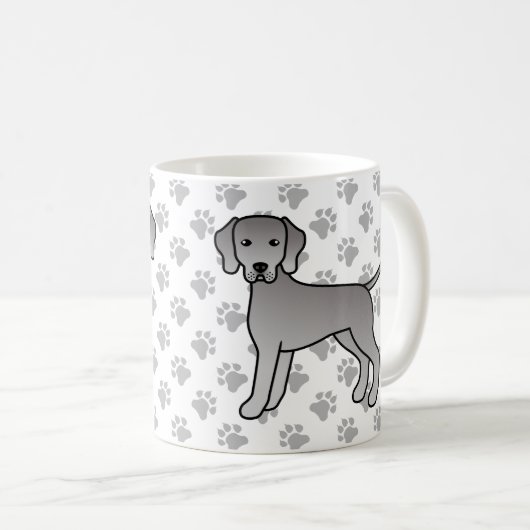 アイラブワイマラナー　かわいい犬のイラスト コーヒーマグカップ (正面右)