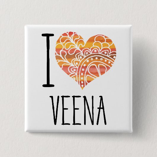 アイラブヴェエナオレンジマンダラハート 缶バッジ (正面)