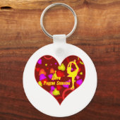 アイラブ姿スケートで滑るレトロデザインハート キーホルダー (正面)