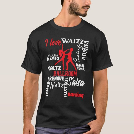 アイラブ社交ダンス踊りダンスインストラクターペアCh Tシャツ (正面)