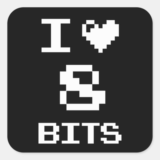 アイラブ8ビットゲーマーギークデザイン スクエアシール (正面)