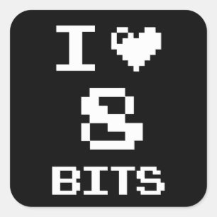 アイラブ8ビットゲーマーギークデザイン スクエアシール